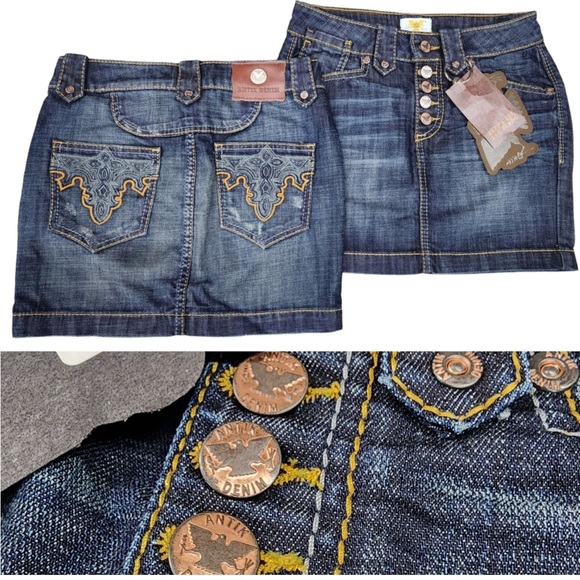 NWT Antik Denim Vintage Mini Skirt - Picture 2 of 2
